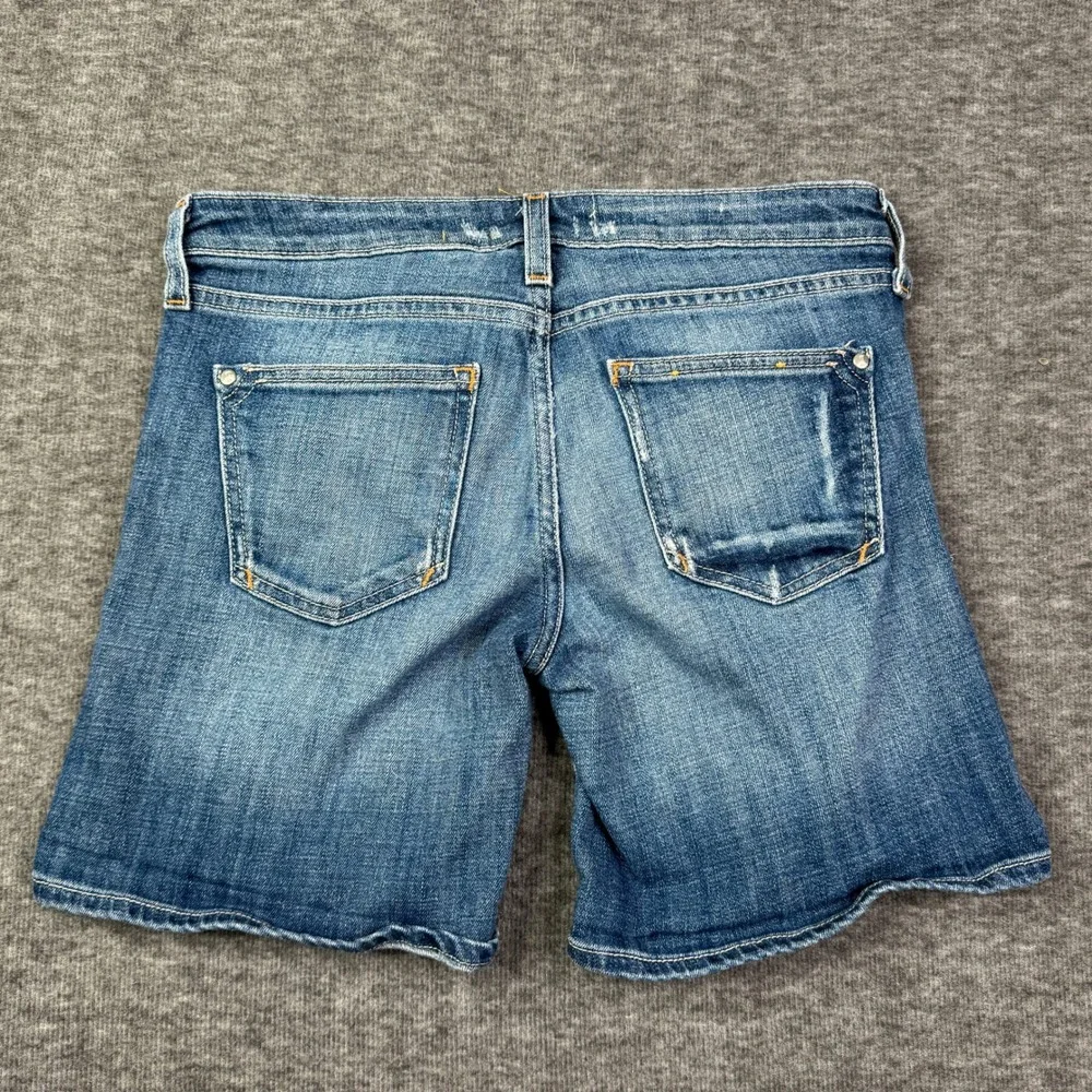 Anthropologie Pilcro Denim Shorts Distressed Blue Jean Rolled hem Shorts size 25 - Picture 2 of 7